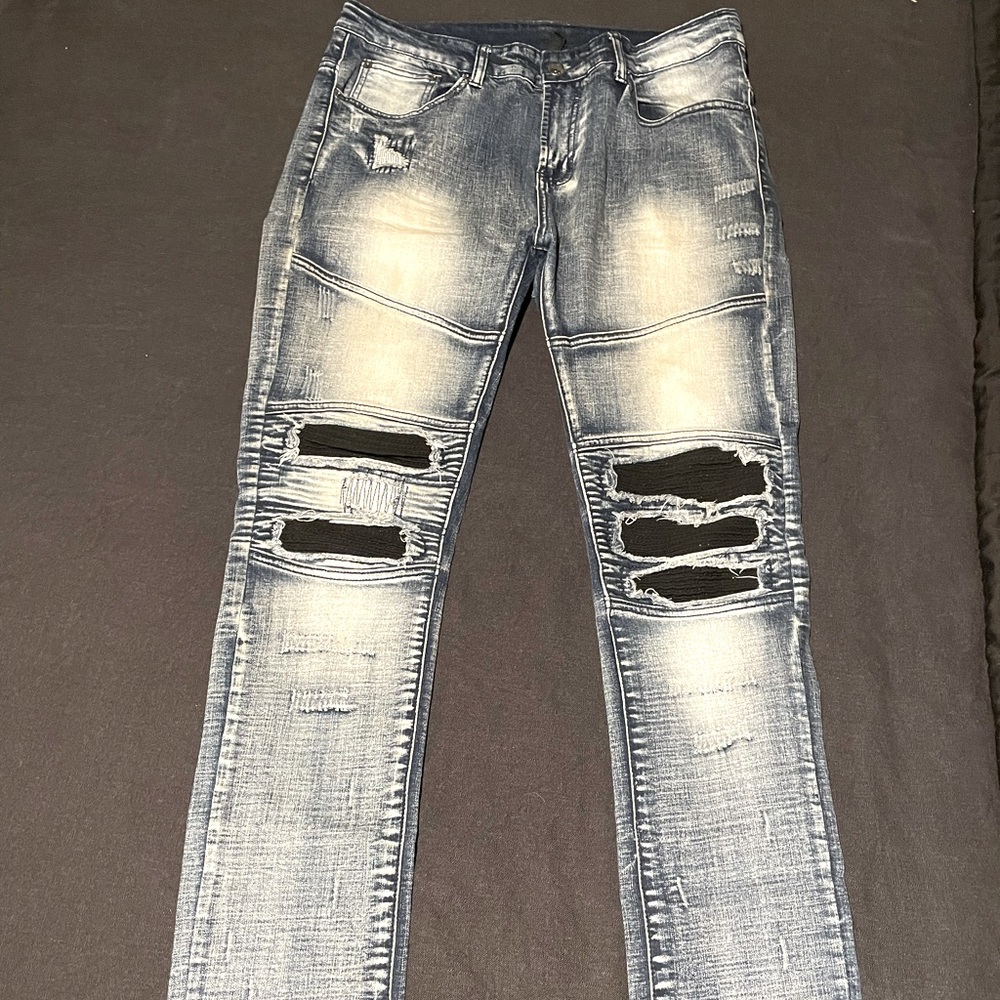 Slim straight biker jeans